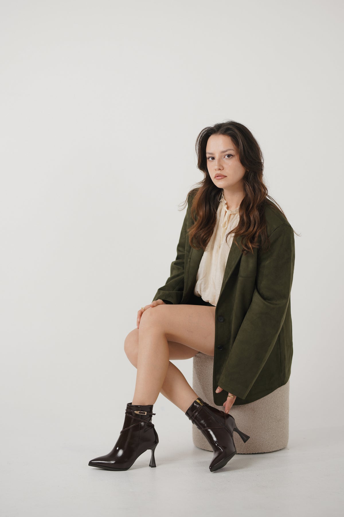 Isabella Botine elegante cu toc pentru femei, cu cataramă și vârf ascuțit