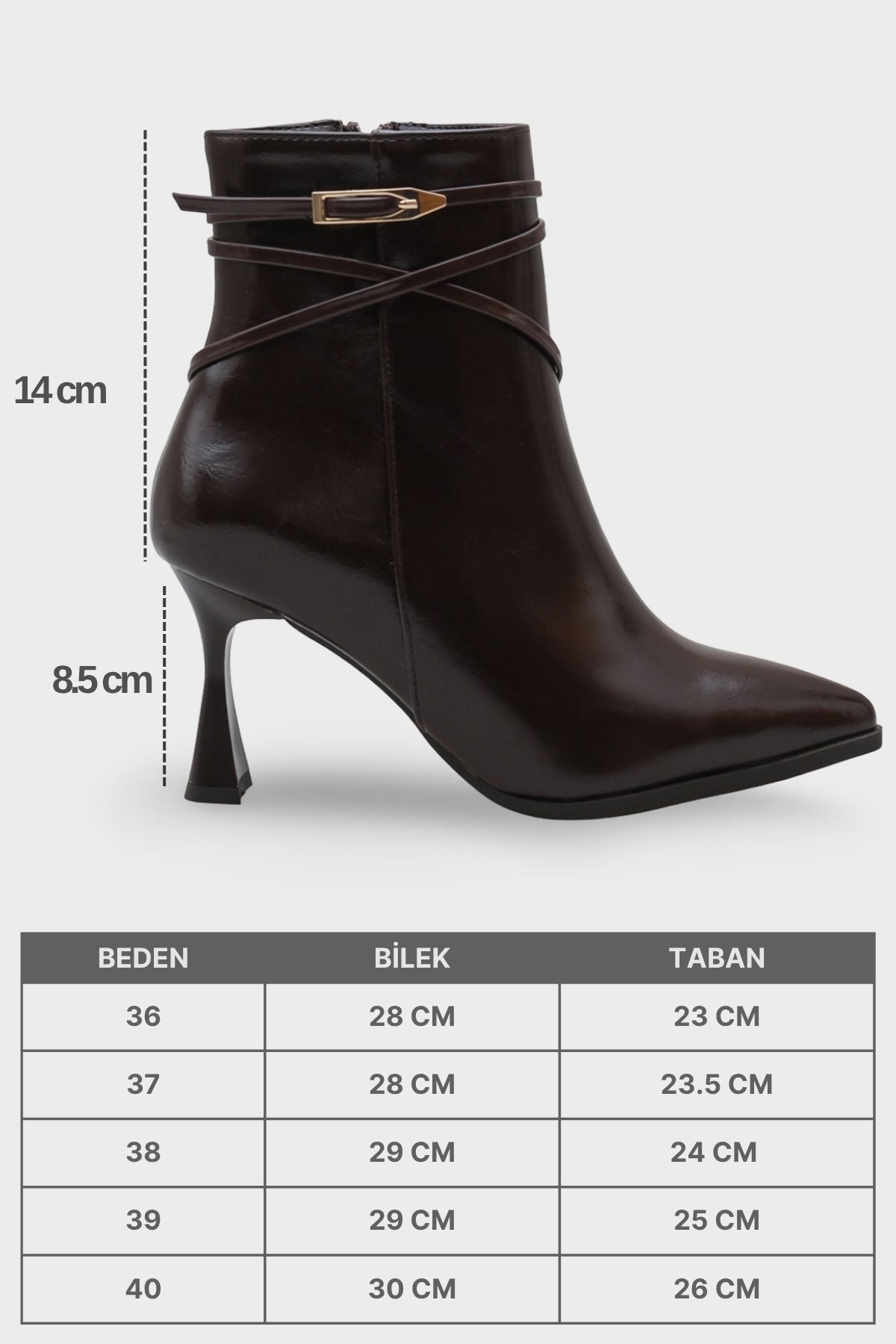 Isabella Botine elegante cu toc pentru femei, cu cataramă și vârf ascuțit